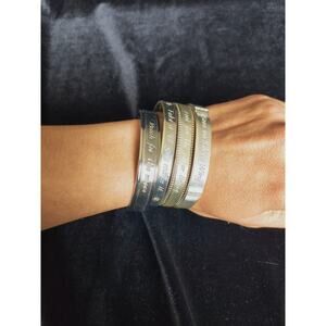Lot Mary Kay Silvertone Cuff Bracelets 4 Inspirational Quotes 7.25-7.5"
